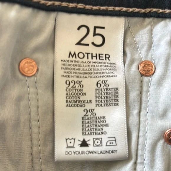 MOTHER The Vamp Gift Wrapped Dark Blue Cropped Jeans ankle slits - Picture 8 of 11